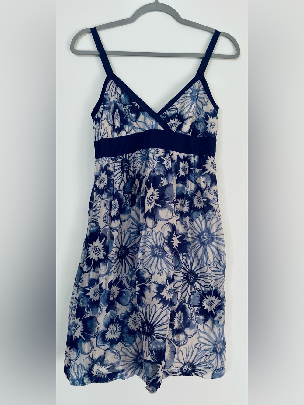 Vince Navy and White Silk Floral Sundress